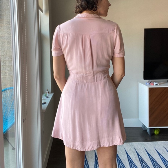 Free People Pink Dream Chase Button Shirt Dress - Picture 4 of 8